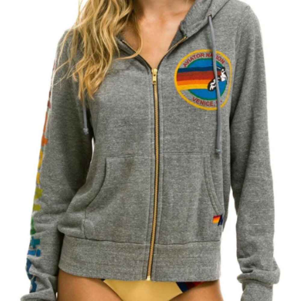AVIATOR NATION HOODIE - HEATHER GREY- Size M